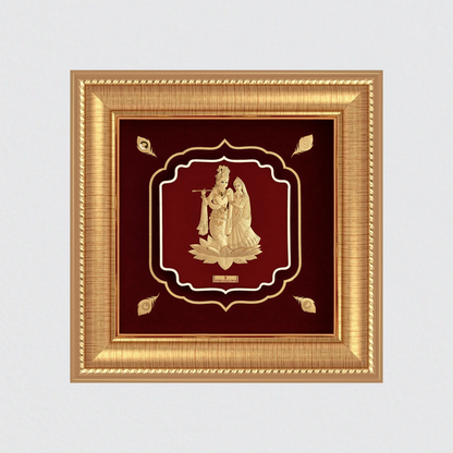 luxury gold Radha Krishna wall hanging for auspicious occasions