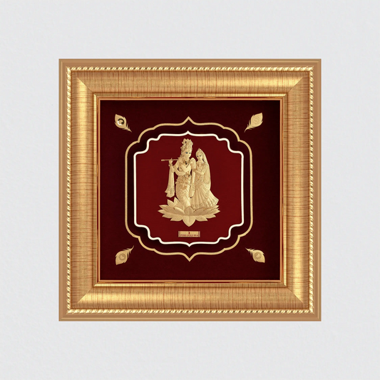 luxury gold Radha Krishna wall hanging for auspicious occasions