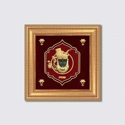 Shreenath Ji Handcrafted 24k Devotional Gold Photo Frame for Tabletop or Wall