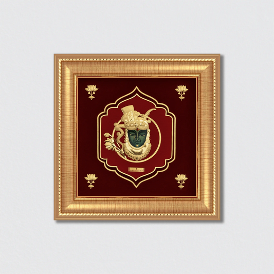 Shreenath Ji Handcrafted 24k Devotional Gold Photo Frame for Tabletop or Wall