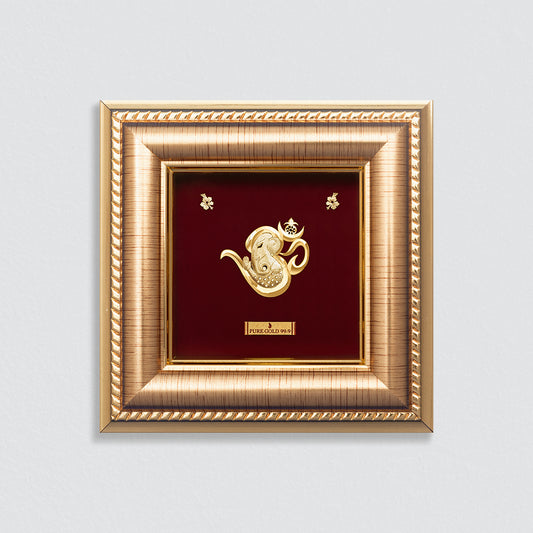 Lord Ganesha 24K Gold Frame a perfect temple shelf frame and wall mount frame . Best for festival and corporate gifting .