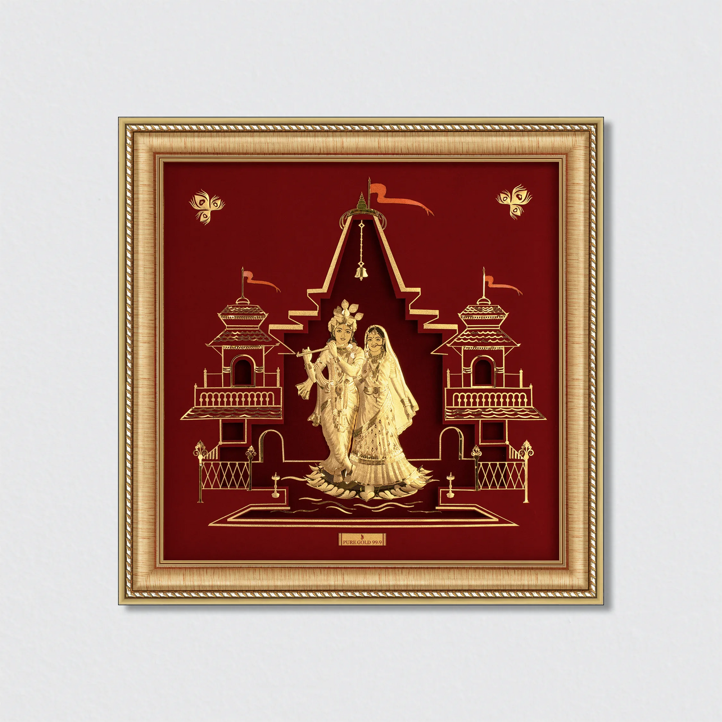 Radha Krishna Ji Gold Wall Hanging Photo Frame For Home & Office Decoration