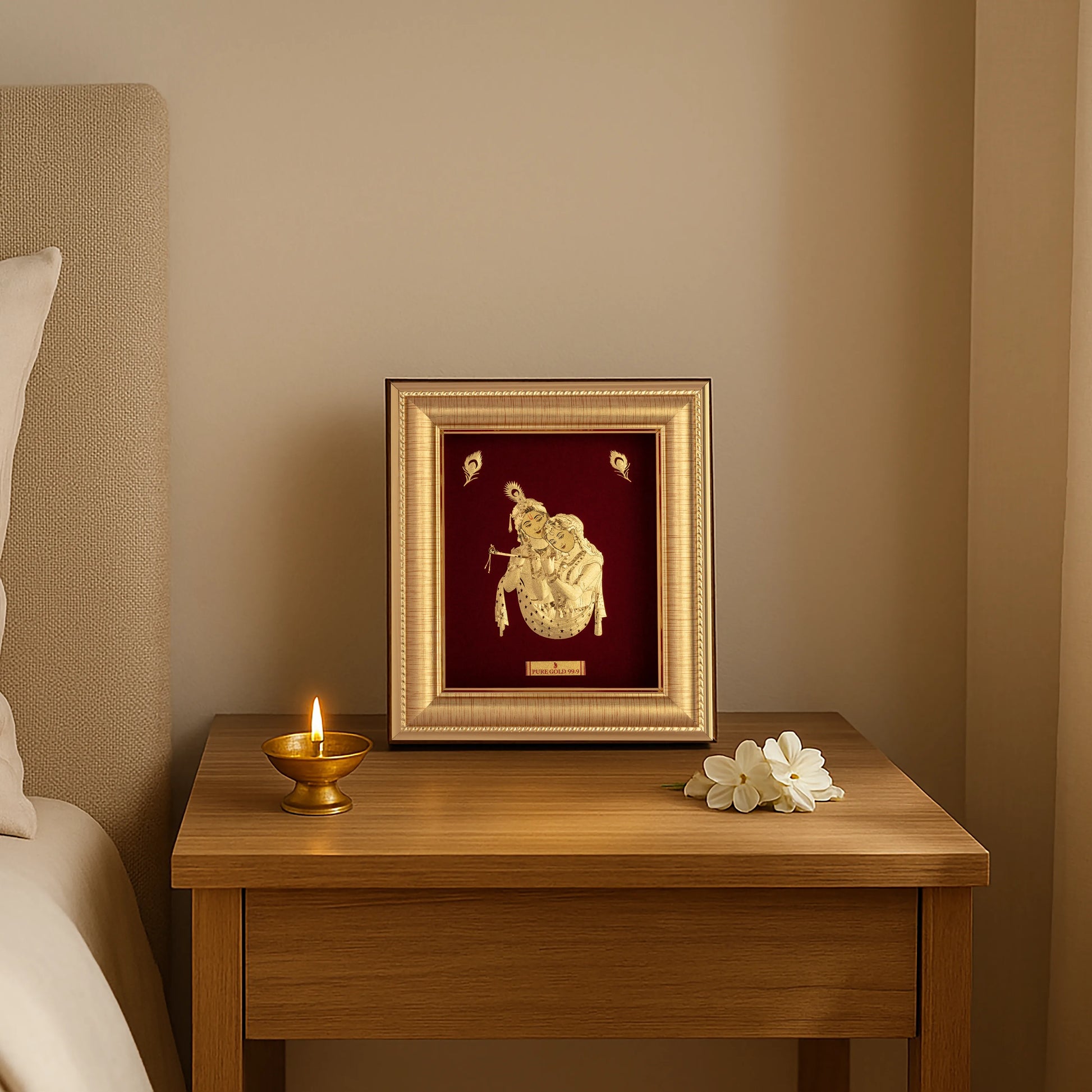 Radha Krishna wall frame in gold by Prima art, perfect for gifting and some decor.