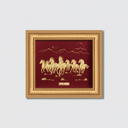 Premium 24K gold seven horse artwork luxury gift for home décor