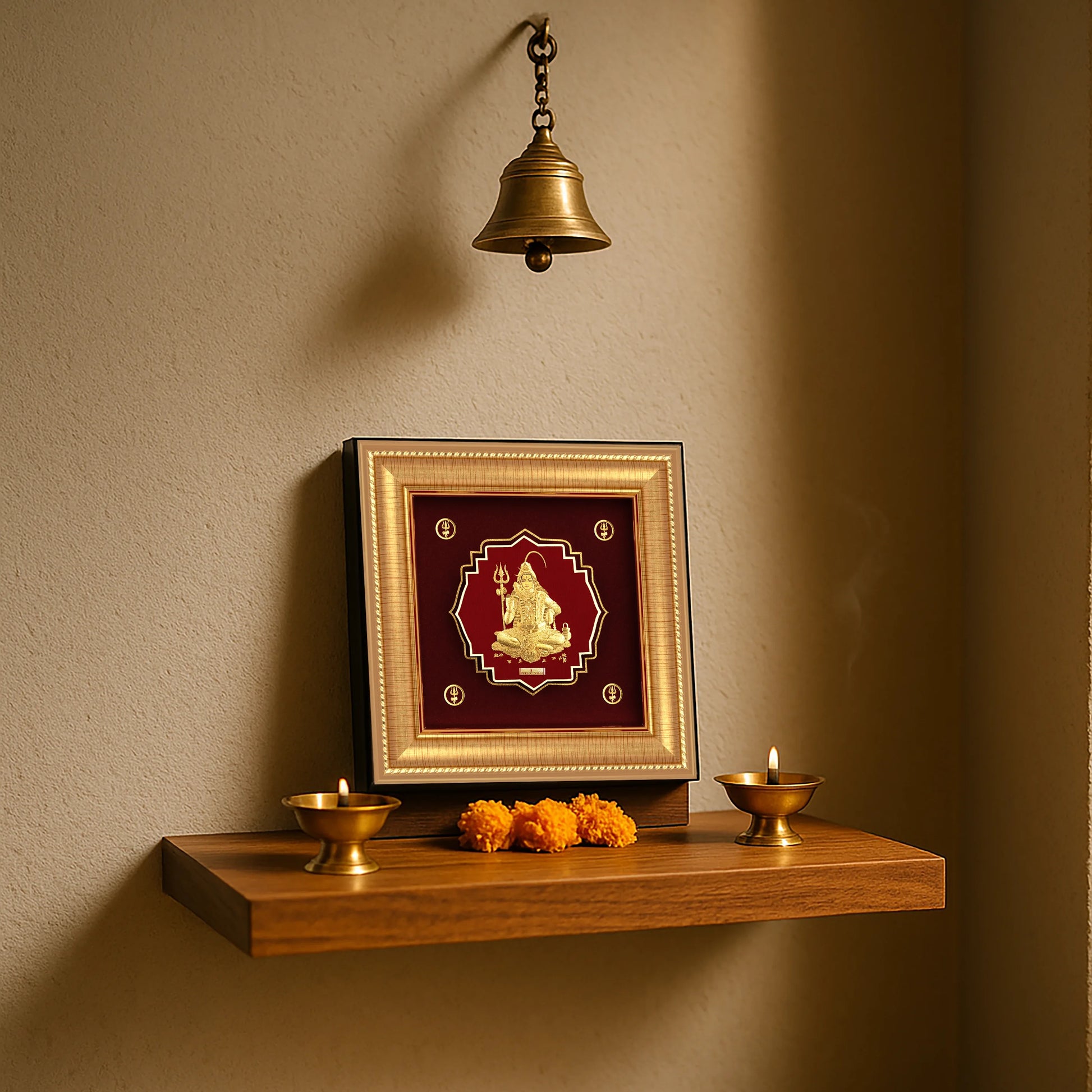 Lord Shiva premium wall frame in gold by Prima Art
