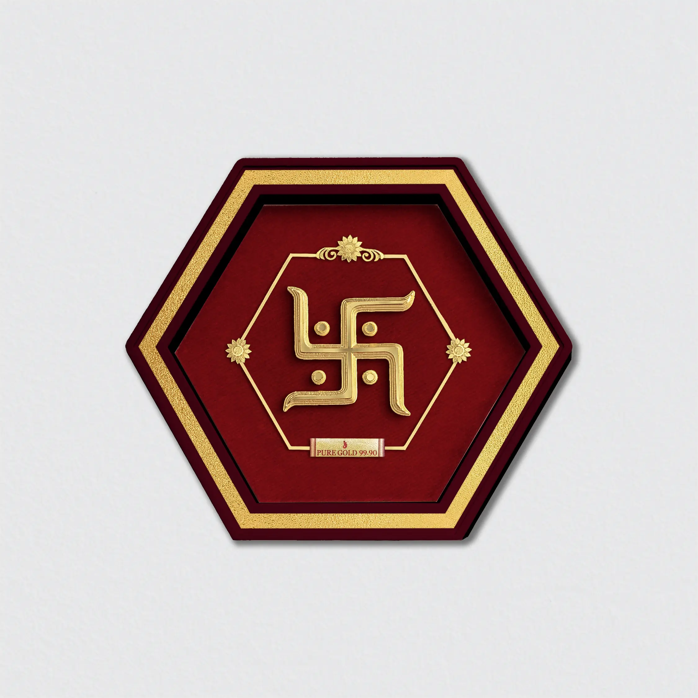 Sacred Swastik 24K Gold Spiritual Tabletop Artwork  – D11