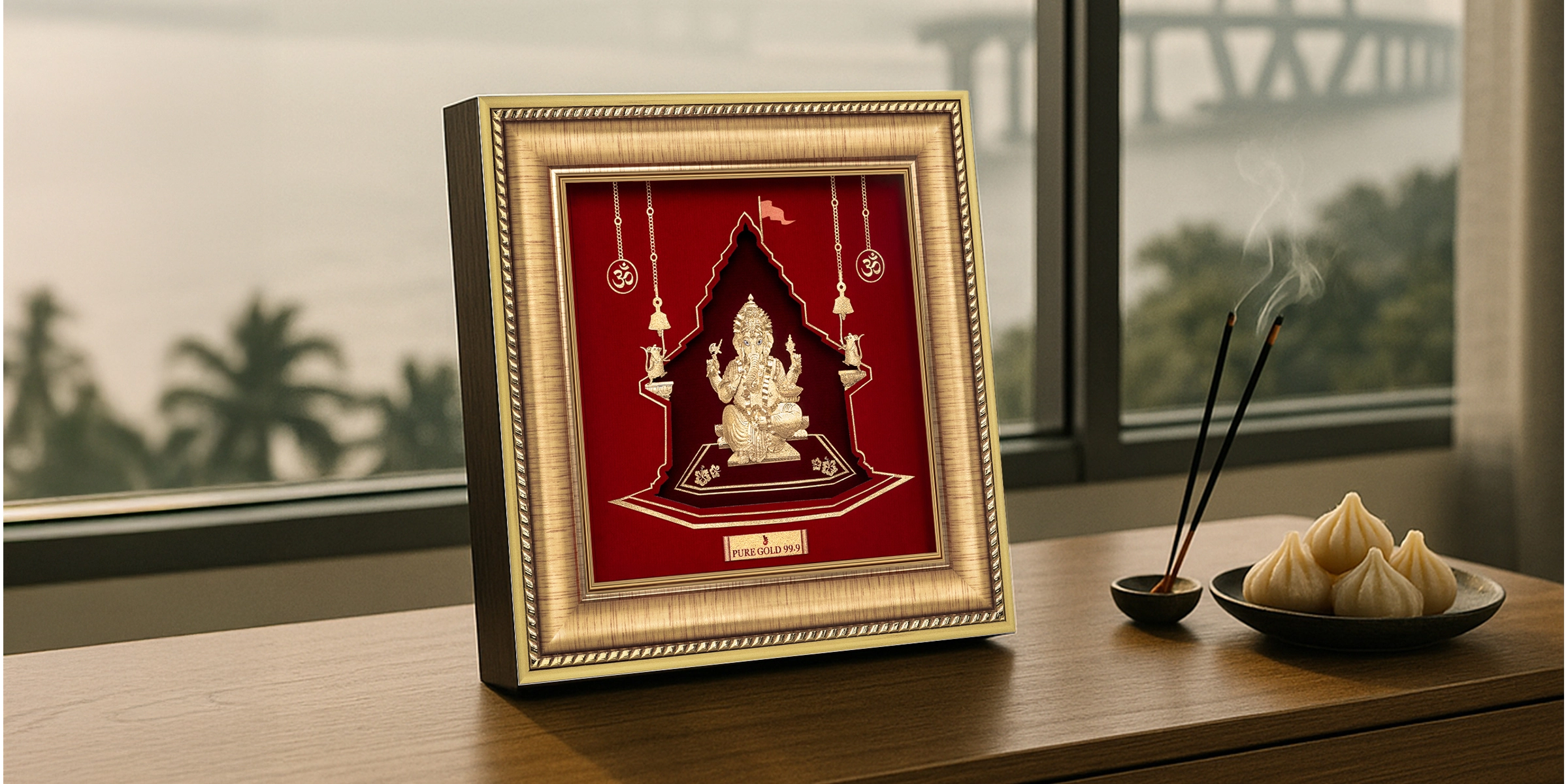 Lord Ganesha gold frame by prima art. Perfect for new beginnings and gifting.