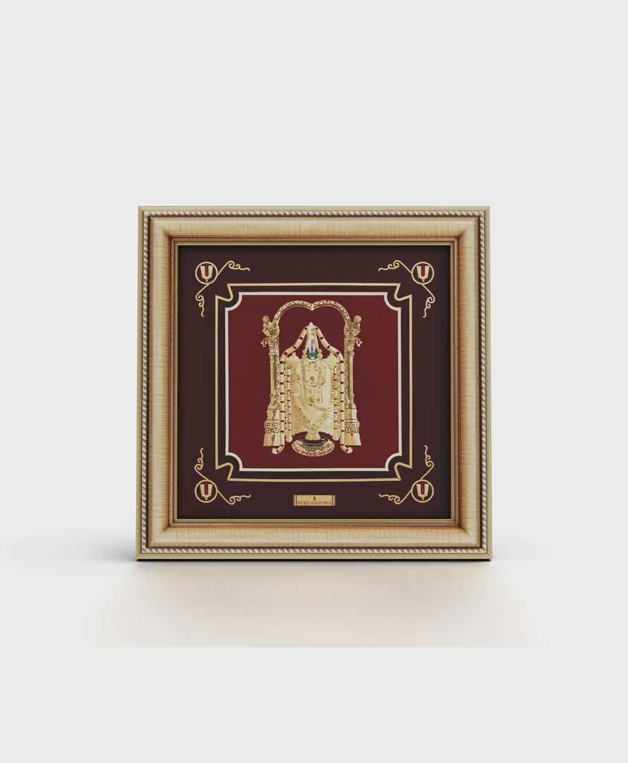 Lord Tirupati Balaji Gold frame by Prima art. Perfect for housewarming and corporate gifting.