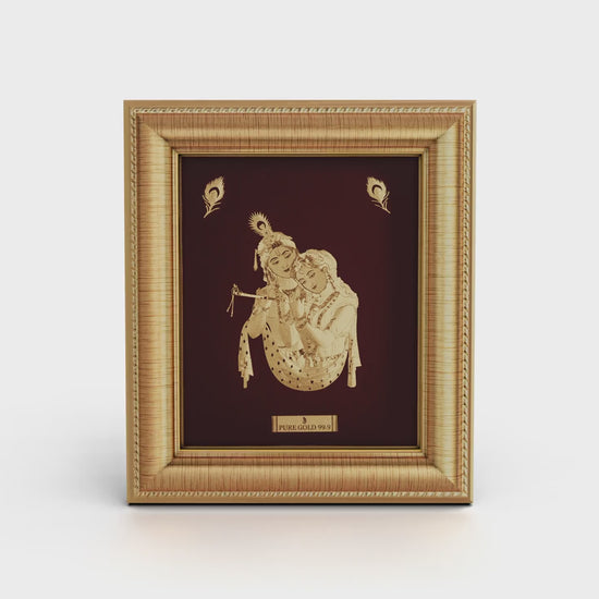 Radha Krishna photo frame In gold by Prima Art .