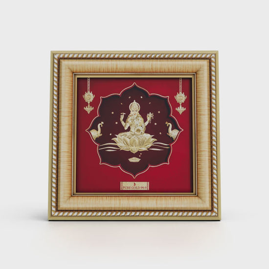 Prima Art Lakshmi ji 24K Gold Sheet Artwork Frame best for festival and corporate gifting 