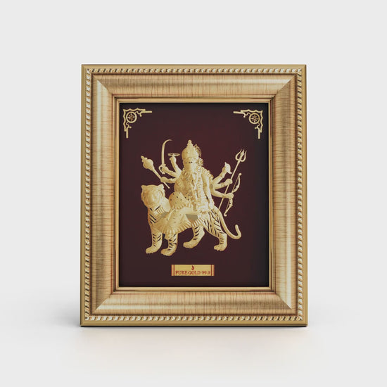 Prima Art Durga Maa 24K Gold Sheet Artwork Frame best for festival and corporate gifting 