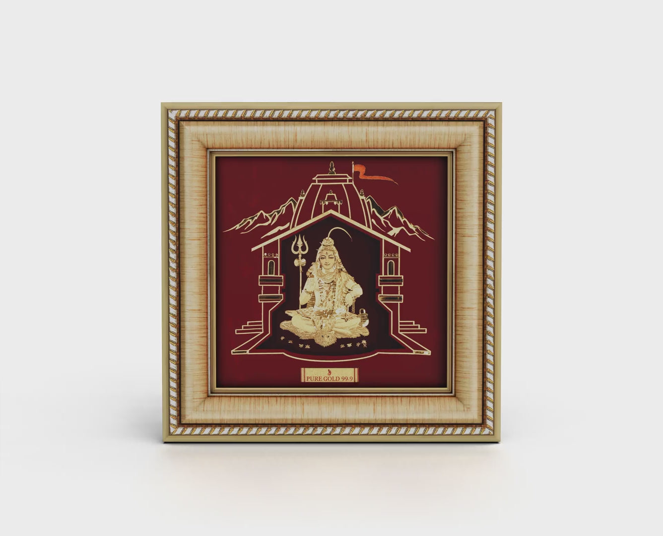 Hindu God lord Shiva Gold Photo Frame for Home, Office, and Temple