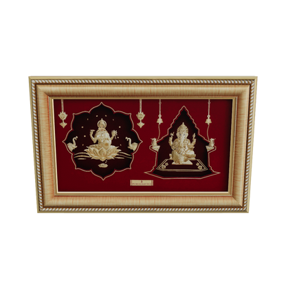 Prima Art Lakshmi Ganesha 24K Gold Sheet Artwork Frame best for festival and corporate gifting 