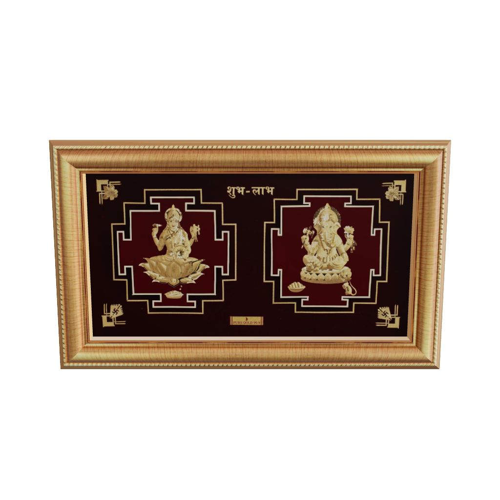 Lakshmi Ganesha gold decor frame for gifting