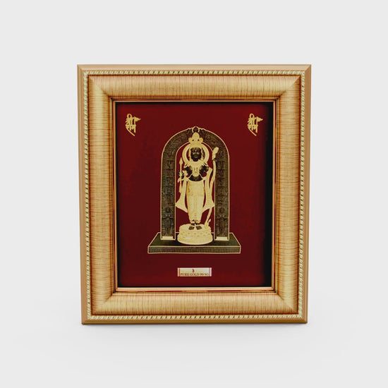 Ram lalla gold frame for home temple and gifting.