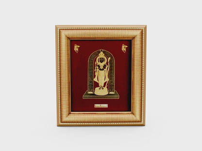 Ram lalla gold frame for home temple and gifting.