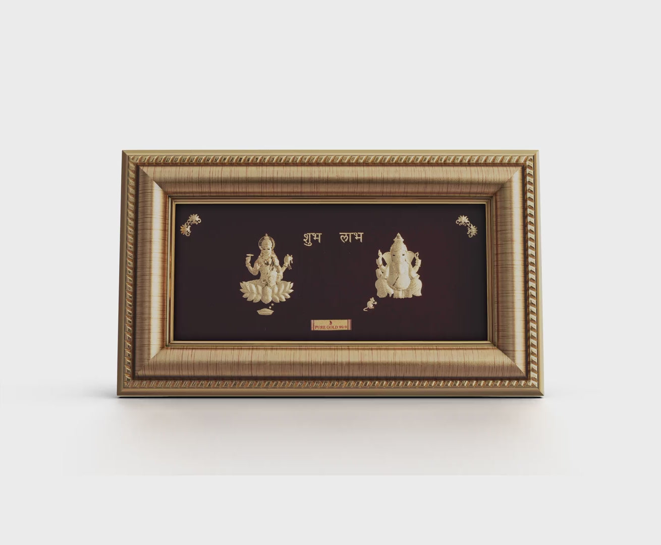 24K gold Saraswati Ganesha artwork in premium frame – perfect for home decor and gifting