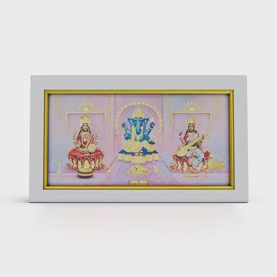 24K gold Lakshmi , Ganesh , Saraswati frame for home décor , corporate gifting and housewarming and wedding gifting