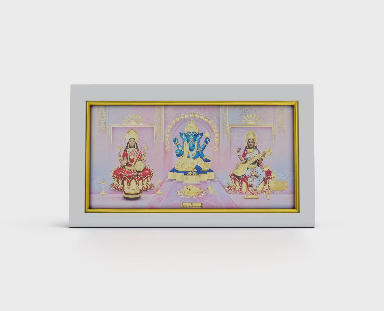 24K gold Lakshmi , Ganesh , Saraswati frame for home décor , corporate gifting and housewarming and wedding gifting