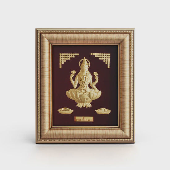 Prima Art Lakshmi ji 24K Gold Sheet Artwork Frame best festival and corporate gifting 