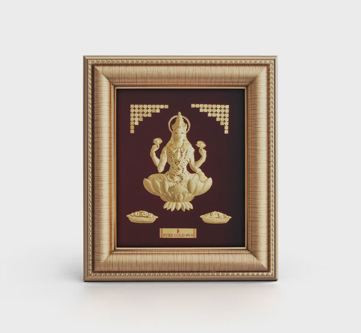 Prima Art Lakshmi ji 24K Gold Sheet Artwork Frame best festival and corporate gifting 