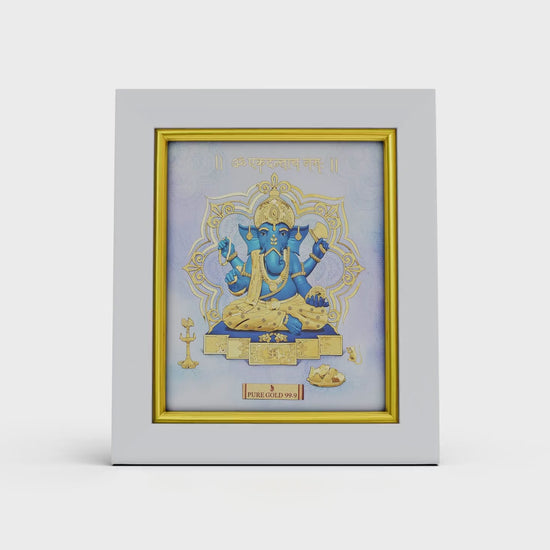 Prima art gold Ganesha frame for home décor , corporate gifting and housewarming and wedding gift. Perfect wall hanging mount ganesha frame , table top frame . Vastu Approved. Buy online .