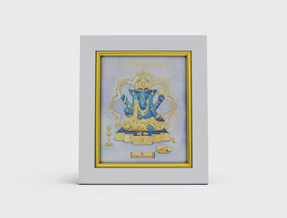 Prima art gold Ganesha frame for home décor , corporate gifting and housewarming and wedding gift. Perfect wall hanging mount ganesha frame , table top frame . Vastu Approved. Buy online .
