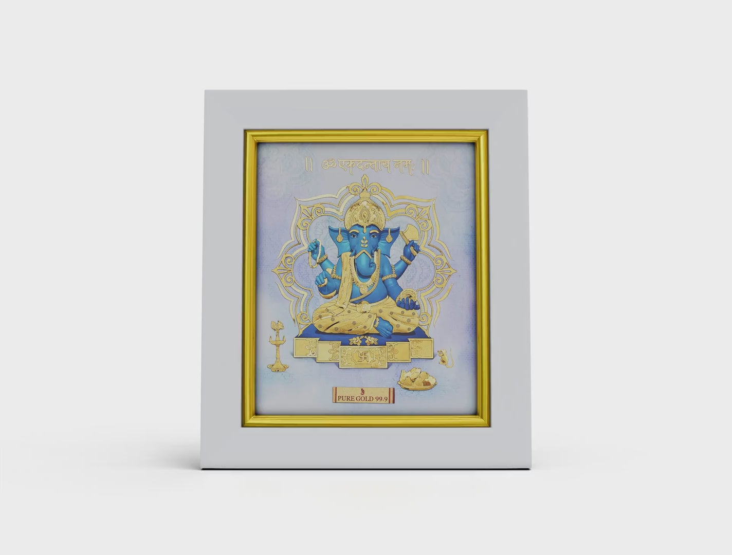 Prima art gold Ganesha frame for home décor , corporate gifting and housewarming and wedding gift. Perfect wall hanging mount ganesha frame , table top frame . Vastu Approved. Buy online .