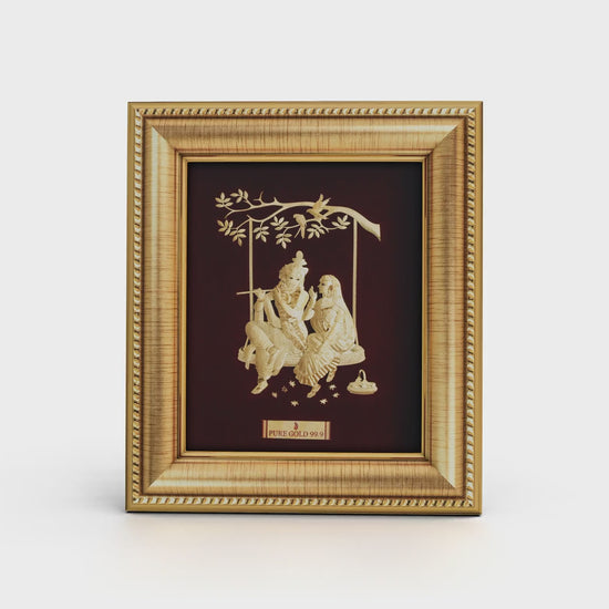 Radha Krishna 24K Gold Sheet Artwork Frame best for house warming , corporate and festival gifting.