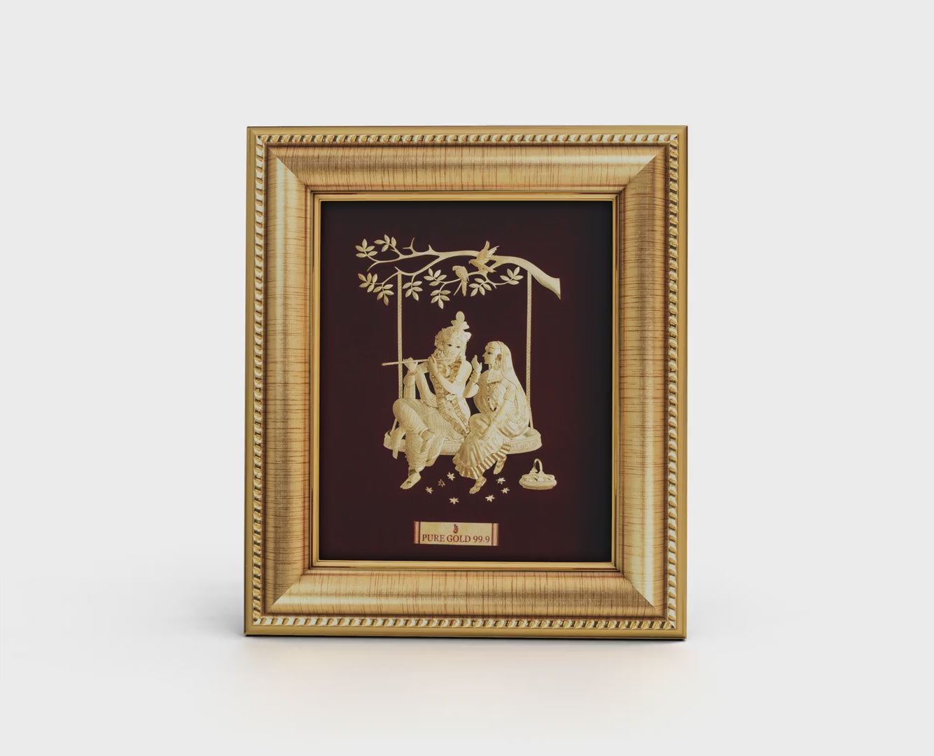 Radha Krishna 24K Gold Sheet Artwork Frame best for house warming , corporate and festival gifting.