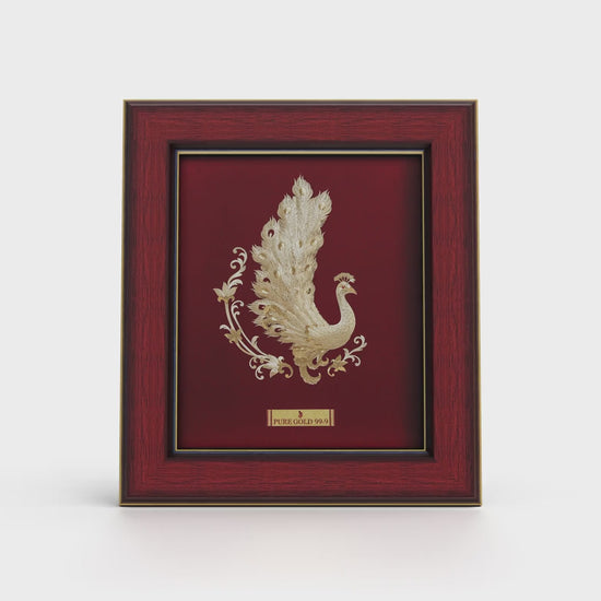24K gold Peacock artwork in premium frame – perfect for home decor , wall art and gifting.