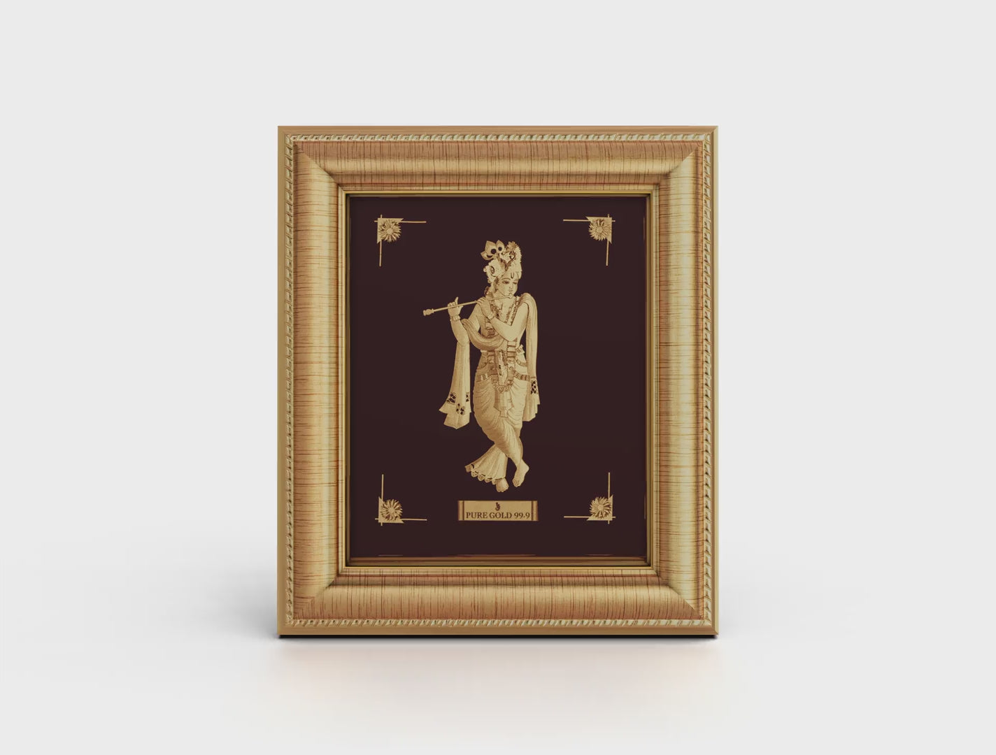Radha Krishna 24k Gold frame artwork. Perfect for housewarming gift and temple wall art. 