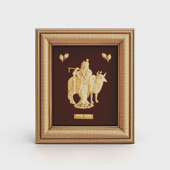 Prima Art Radha Krishna 24K Gold Sheet Artwork Frame best for festival and corporate gifting 