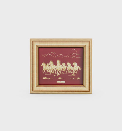24K Gold Seven Horses Devotional Art Frame – A7 Plus