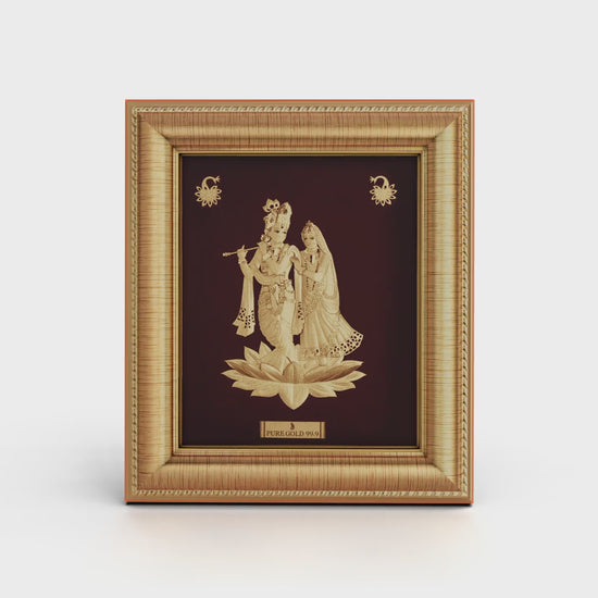 24K gold Radha Krishna frame wall hanging , temple shelf frame. perfect for home decor and gifting