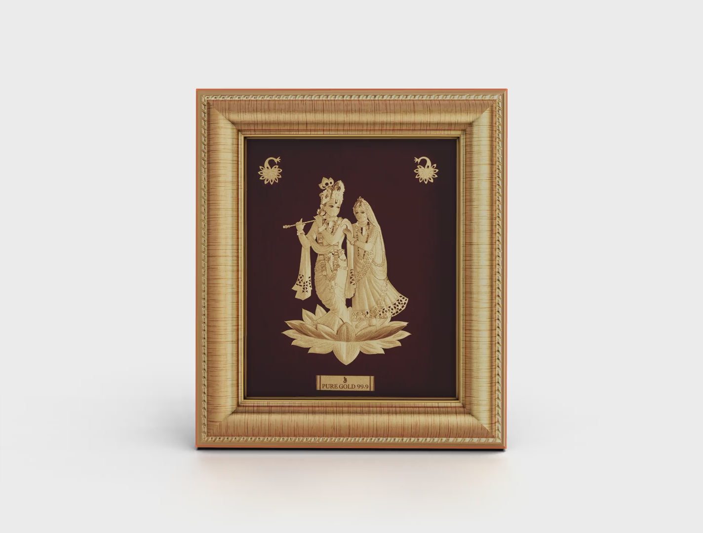 24K gold Radha Krishna frame wall hanging , temple shelf frame. perfect for home decor and gifting