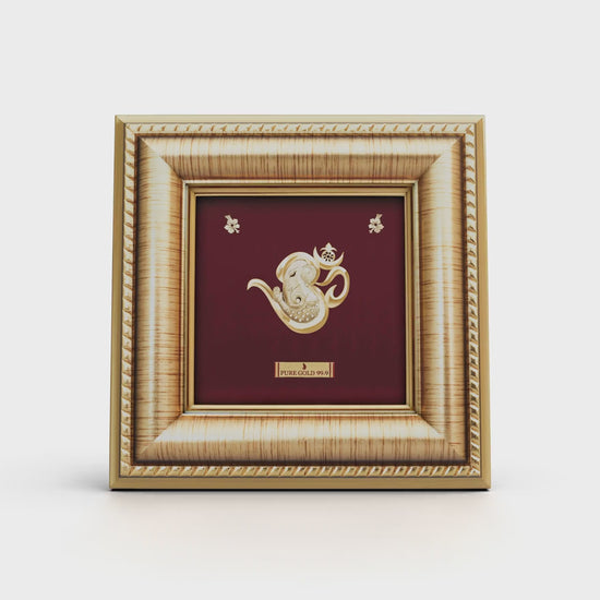 24K gold Om Ganesha artwork in premium frame – perfect for home decor and gifting