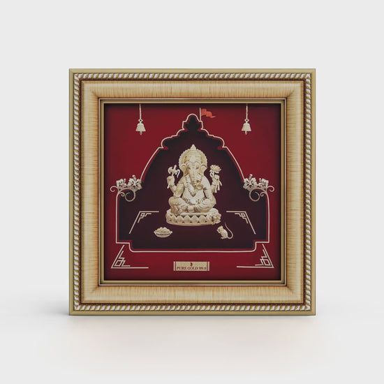 Prima Art Ganesha 24K Gold Frame best for festival and corporate gifting , perfect wall mount ganesha frame and table top. Vastu Approved. 