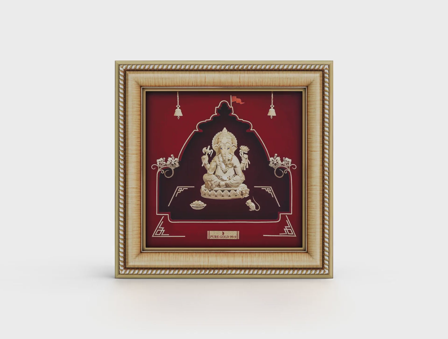 Prima Art Ganesha 24K Gold Frame best for festival and corporate gifting , perfect wall mount ganesha frame and table top. Vastu Approved. 