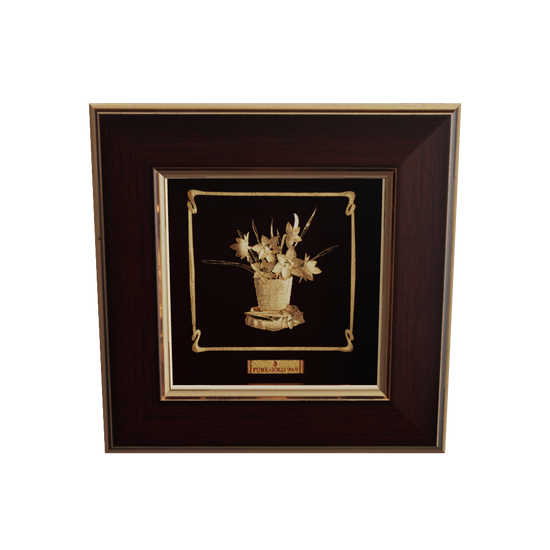 Prima art 24K gold Daffodil artwork in premium frame – perfect for home decor and gifting. Frame from table top , bedside , wall hanging.