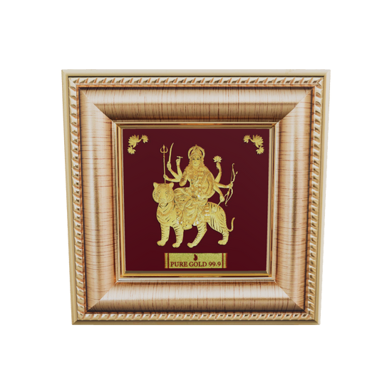 Prima Art Maa Durga 24K Gold Sheet Artwork Frame best for festival and corporate gifting