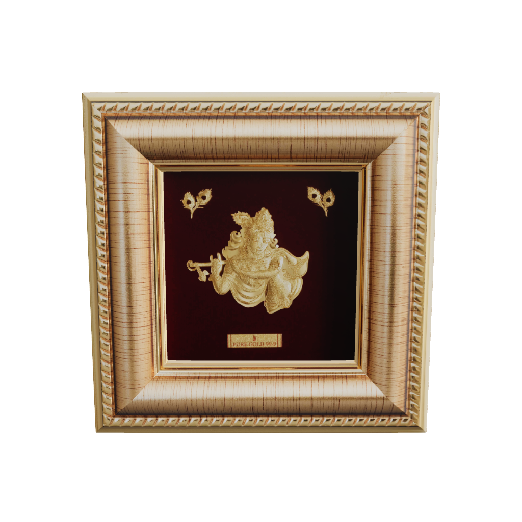Prima Art Radha Krishna 24K Gold Sheet Artwork Frame best for festival and corporate gifting