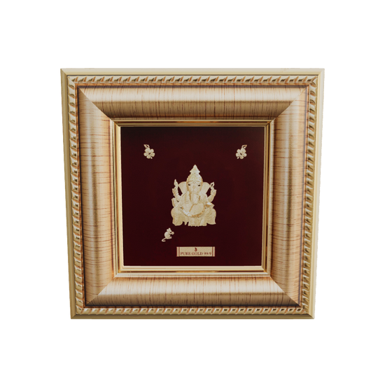Prima Art Ganesha Bal Suvarna 24K Gold Sheet Artwork Frame best for festival and corporate gifting