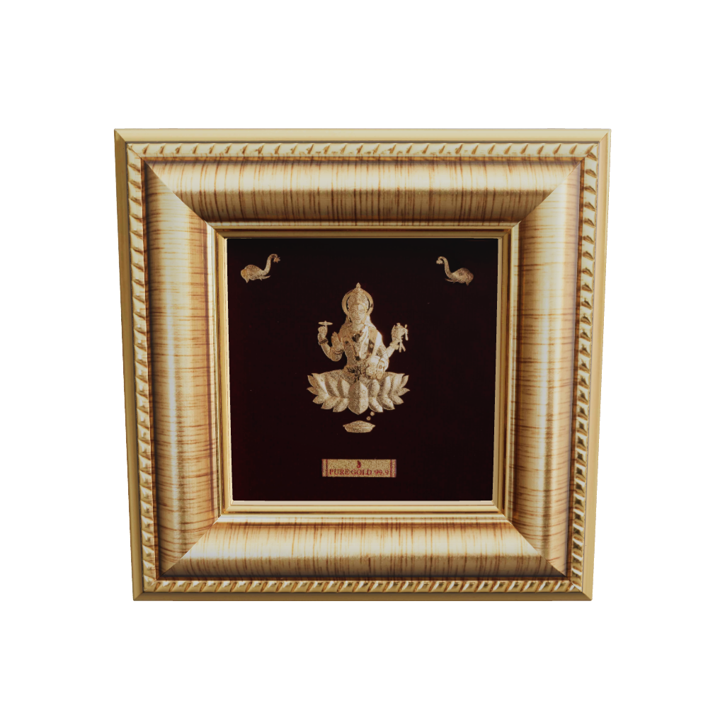 Prima Art Lakshmi ji  24K Gold Sheet Artwork Frame best for festival and corporate gifting