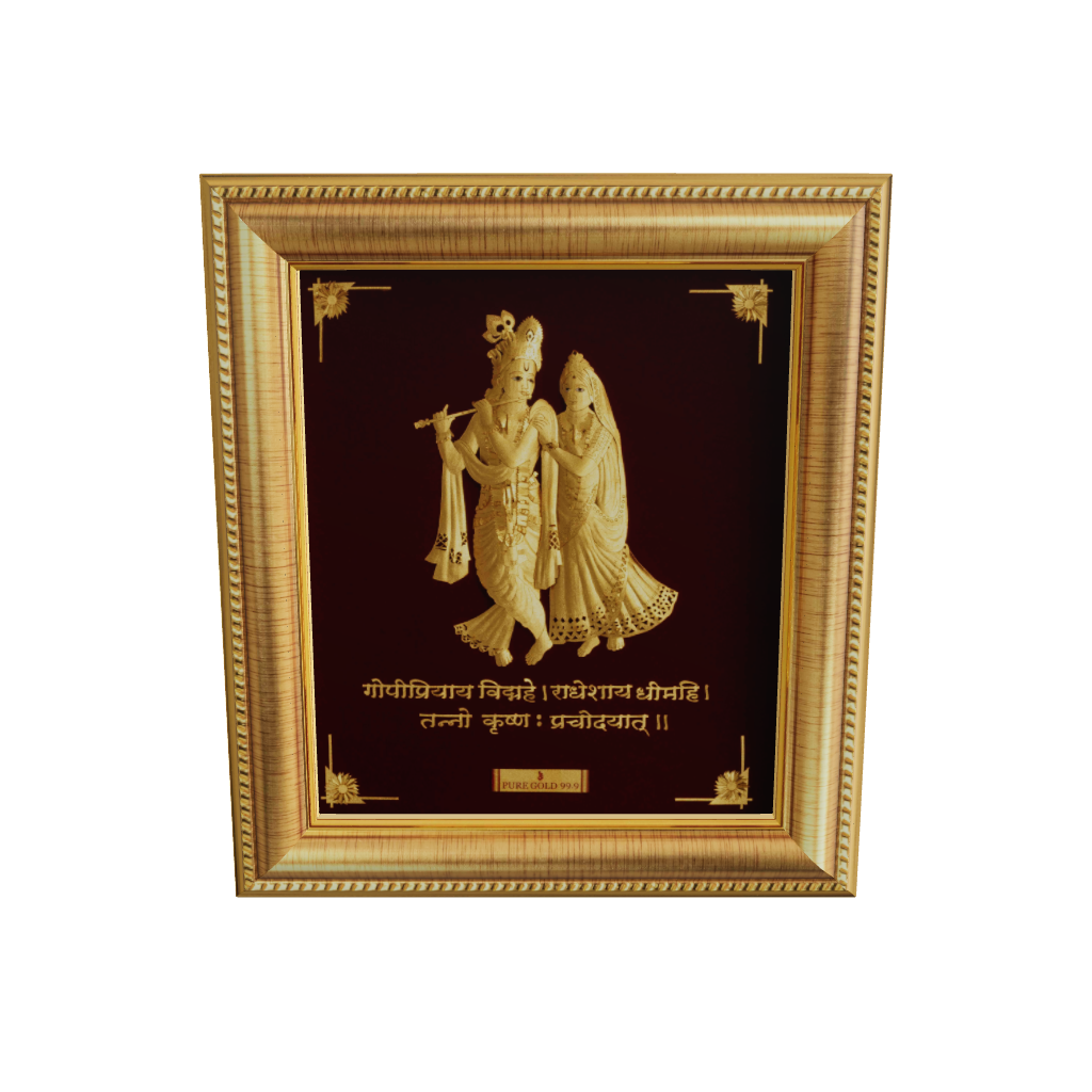 24K gold Radha Krishna artwork in premium frame – perfect for home decor and gifting