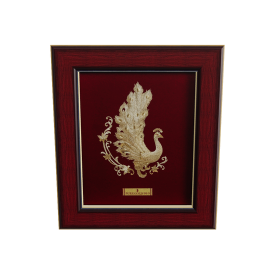 Prima Art Peacock  24K Gold Sheet Artwork Frame best for gifting and corporate gifting 