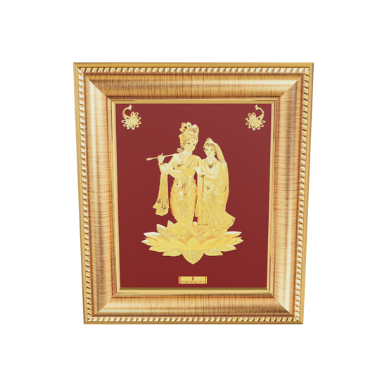 Prima Art Radha Krishna 24K Gold Sheet Artwork Frame best for festival and corporate gifting 