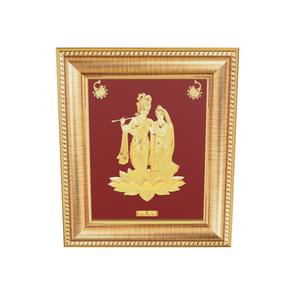 Prima Art Radha Krishna 24K Gold Sheet Artwork Frame best for festival and corporate gifting 