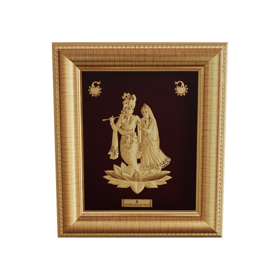 24K gold Radha Krishna frame wall hanging , temple shelf frame. perfect for home decor and gifting