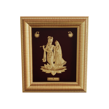 24K gold Radha Krishna frame wall hanging , temple shelf frame. perfect for home decor and gifting